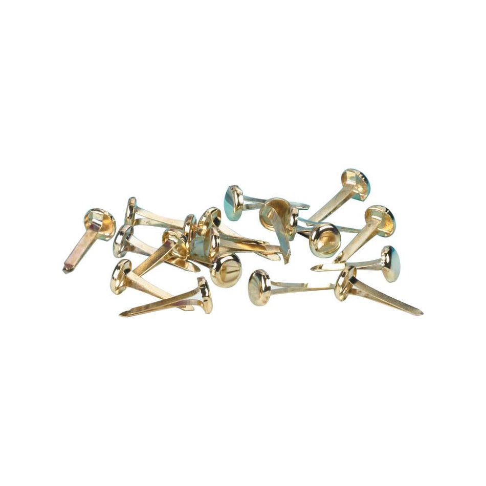 Paper Fasteners, Round Head, Brass Plated 3/4 Inches Shank, 8 mm Head, 100/Box, (3RH)