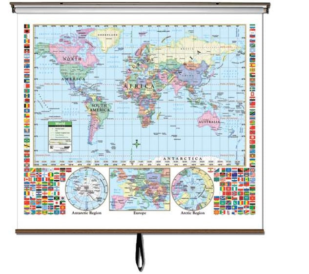 Classroom U.S./World Primary Combo Wall Map 54" x 64" UMG26089