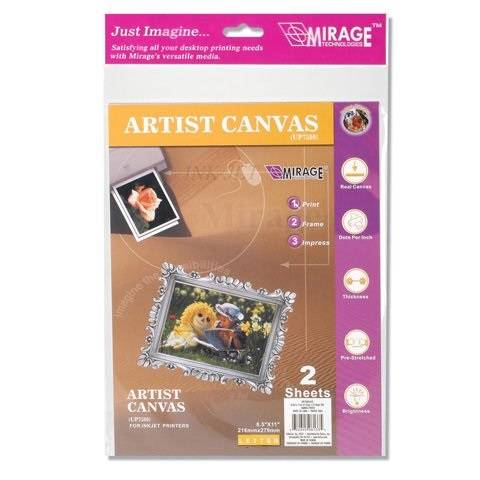 Darice, Art Canvas for Printers 100 Percent Cotton 8.5 x 11 inches 2 sheets