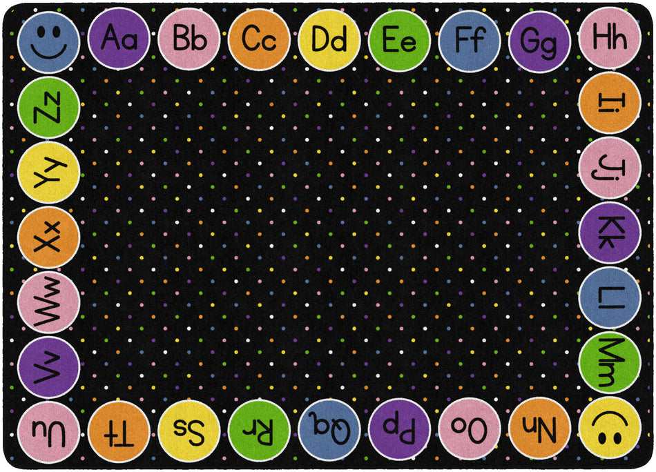 SMILEY ABC'S ON BLACK RECTANGLE CARPETS 4' X 6'