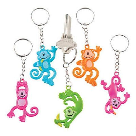 Vinyl Neon Monkey Keychains - 12/pkg.
