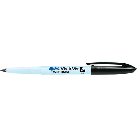 Expo Vis-A-Vis Wet-Erase Overhead Transparency Markers, Fine Point, Black, 16001