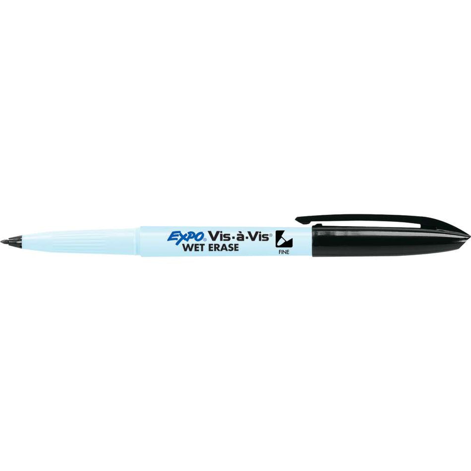 Expo Vis-A-Vis Wet-Erase Overhead Transparency Markers, Fine Point, Black, 16001