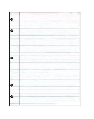 Composition Paper 8" X 11" White 500 Sheets Margin Punched 3⁄8" Wide Ruled