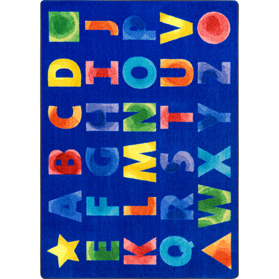 Watercolor Alphabet 5'4" x 7'8" area rug in color Rainbow