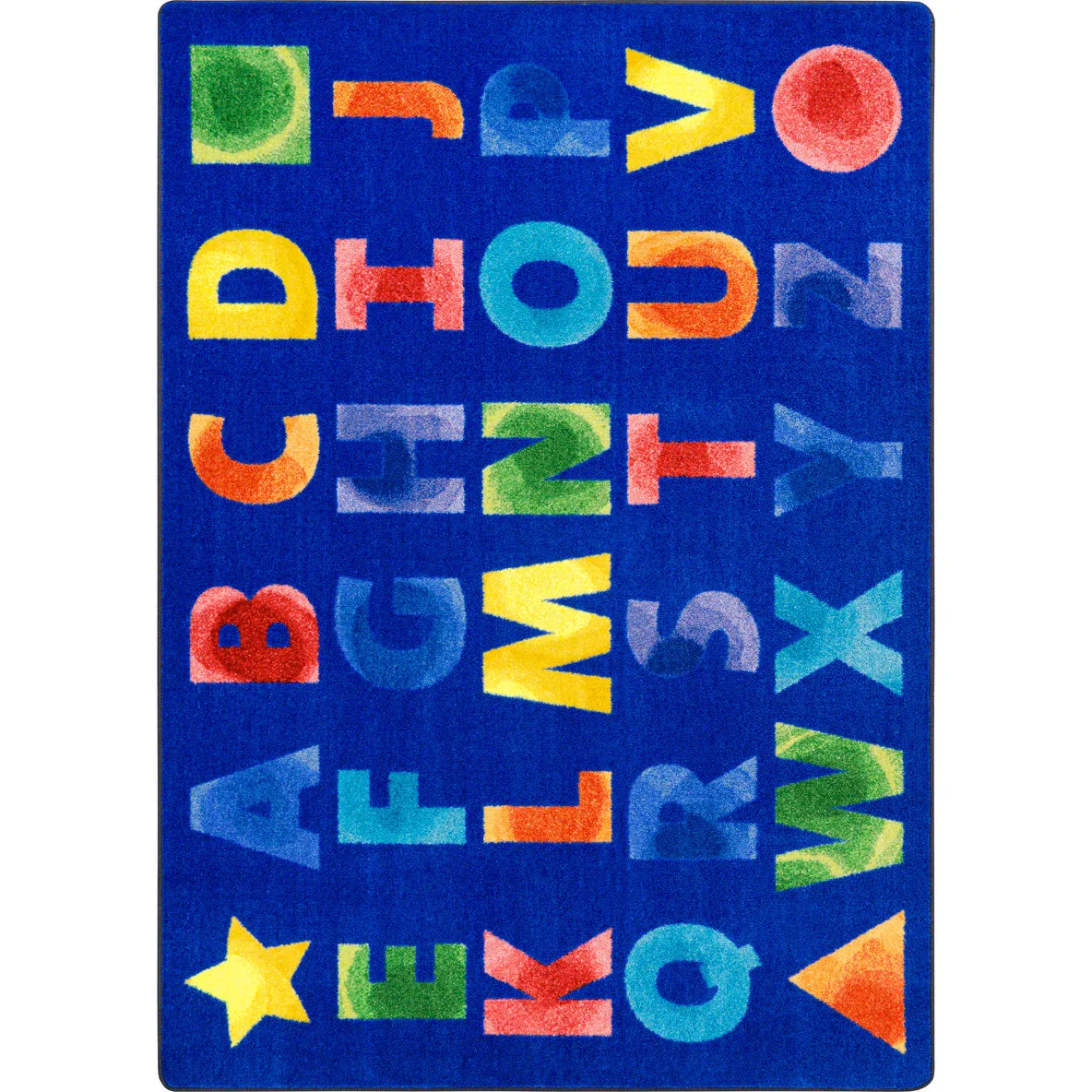 Watercolor Alphabet 7'8" x 10'9" area rug in color Rainbow