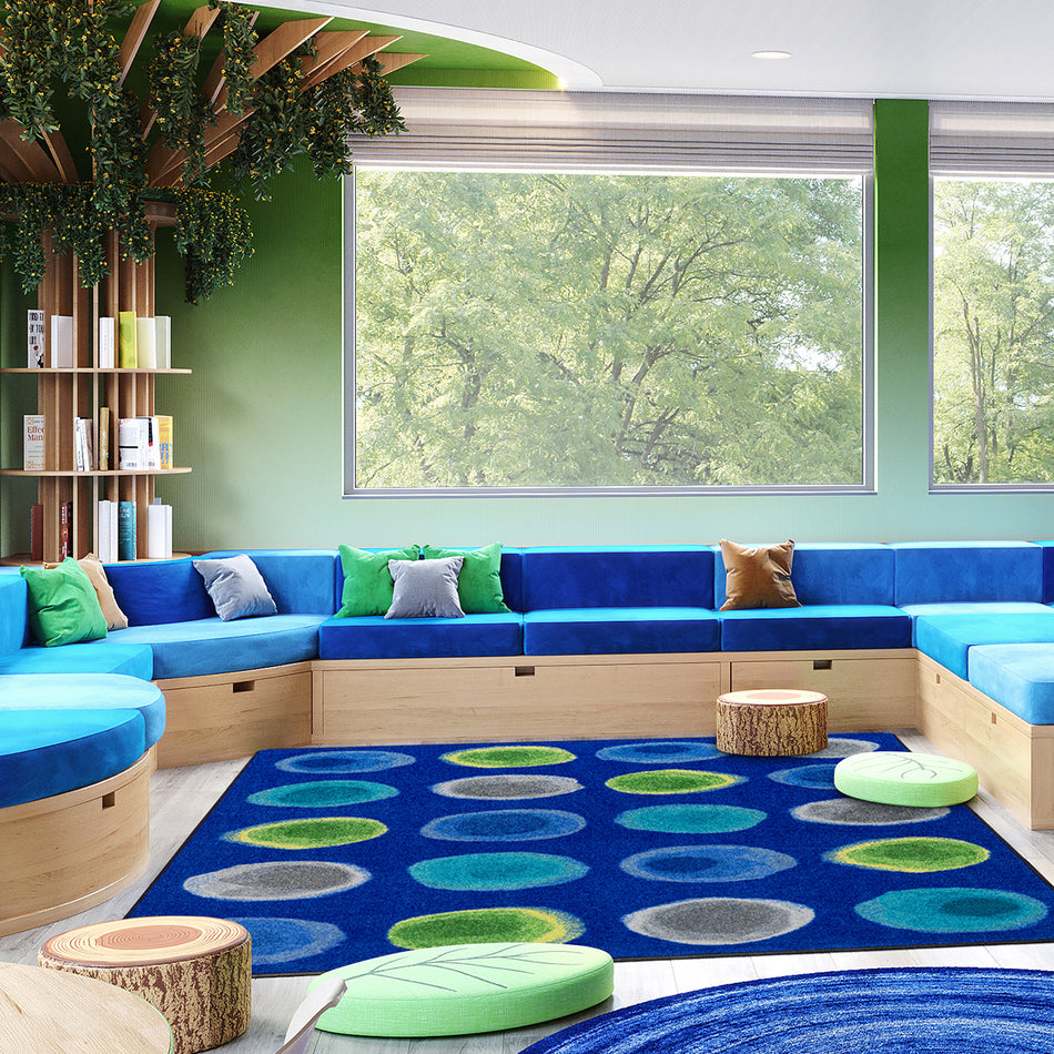 Watercolor Spots 5'4" x 7'8" area rug in color Marine