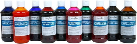Handy Art BASIC Washable Liquid Watercolors, 8oz, 10-Color Kit, (HAN882275)