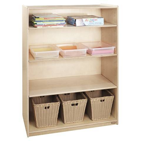 Wood Designs Childrens Bookshelf with Adjustable Shelves, Natural wood , 49"H x 36"W x 15"D WD-12900AJ