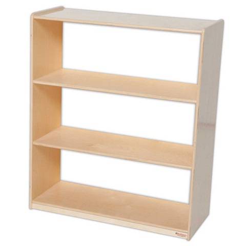 Wood Designs Children Bookshelf with Acrylic Back, Natural wood , 42-7/16"H x 36"W x 15"D WD-12942AC