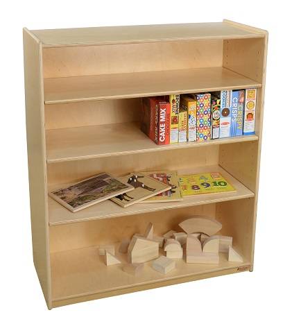 Wood Designs Childrens Bookshelf with Adjustable Shelves, Natural wood , 42-7/16"H x 36"W x 15"D WD-12942AJ