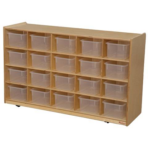 Wood Designs Children Tip-Me-Not 20 Tray Storage with Translucent Trays, 38"H x 24"W x 15"D WD-14581