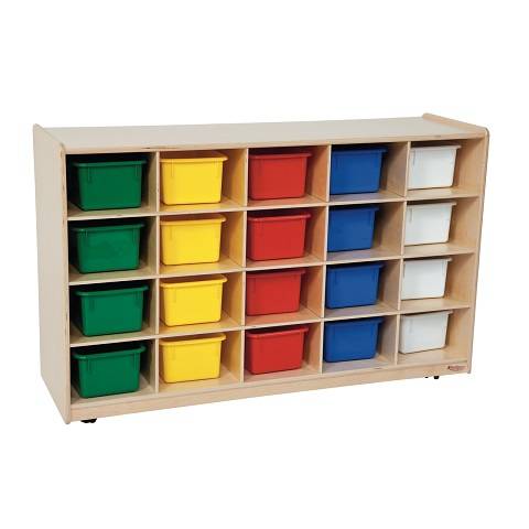 Wood Designs Children Tip-Me-Not 20 Tray Storage with Assorted Trays, 30"H x 48"W x 15"D WD-14583