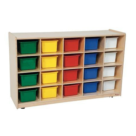 Wood Designs Children Tip-Me-Not 20 Tray Storage with Assorted Trays, 30"H x 48"W x 15"D WD-14583