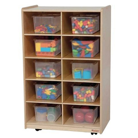 Wood Designs Children Vertical Storage with 10 Translucent Trays, 38"H x 24"W x 15"D WD-16101