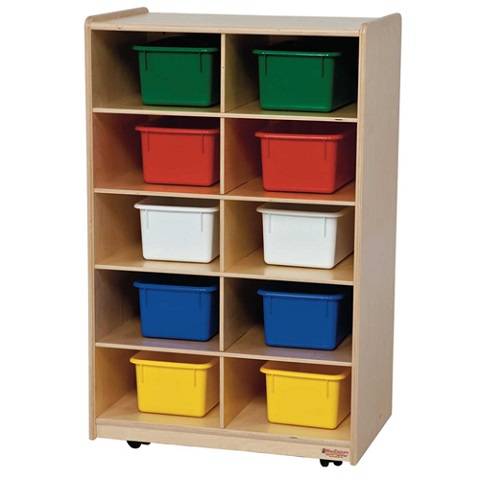 Wood Designs Children Vertical Storage with 10 Assorted Trays, 38"H x 24"W x 15"D WD-16103