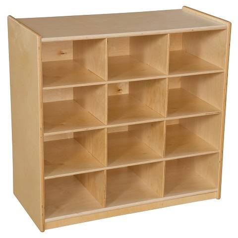 Wood Designs Children 12 Cubby Storage without Trays, Natural wood Color, 30"H x 30"W x 15"D WD-16129