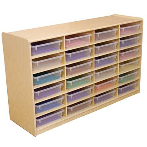 Wood Designs Kids, (24) 3" Letter Tray Storage Unit w/Translucent Trays WD-17461