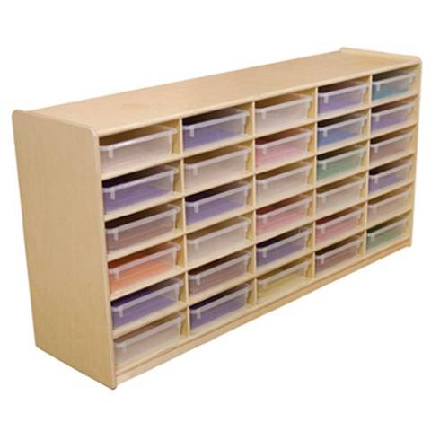 Wood Designs Kids, (30) 3" Letter Tray Storage Unit w/Translucent Trays WD-17561