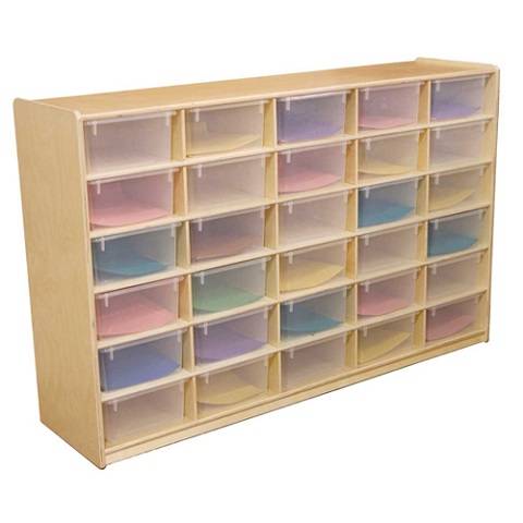 Wood Designs Kids, (30) 5" Letter Tray Storage Unit w/Translucent Trays WD-18561