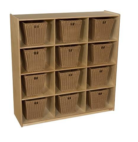 Wood Designs Children Cubby Storage with 12 Medium Baskets, Natural wood , 49"H x 48"W x 15"D WD-50912-719