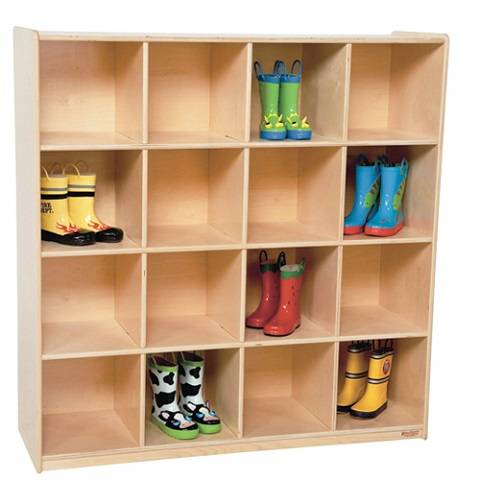 Wood Designs Children 16 Big Cubby Deep Storage cubbies, Natural wood , 49"H x 48"W x 15"D WD-50916