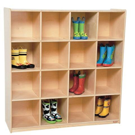 Wood Designs Children 16 Big Cubby Deep Storage cubbies, Natural wood , 49"H x 48"W x 15"D WD-50916