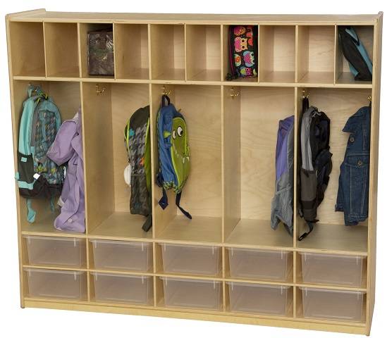 Wood Designs Kids, Locker and Communication Center with 10 Translucent Trays WD-990096CT