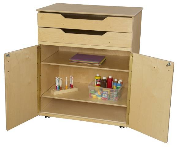 Wood Designs Classroom Teacher's, Mobile Cabinet, Natural wood Color, 46"H x 36"W x 24"D WD-990734