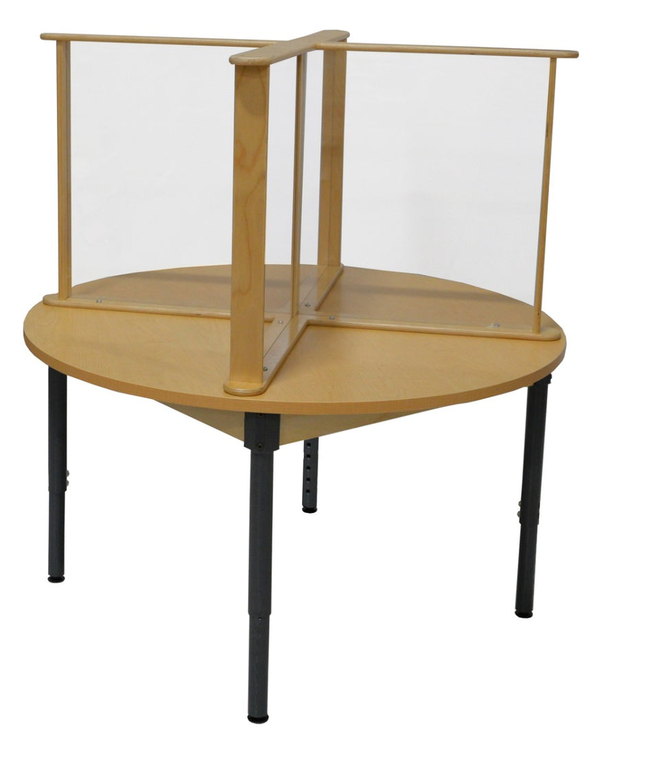 Kids Round Desk 48" with Sneeze Guard Partition (4) Made in the U.S.A