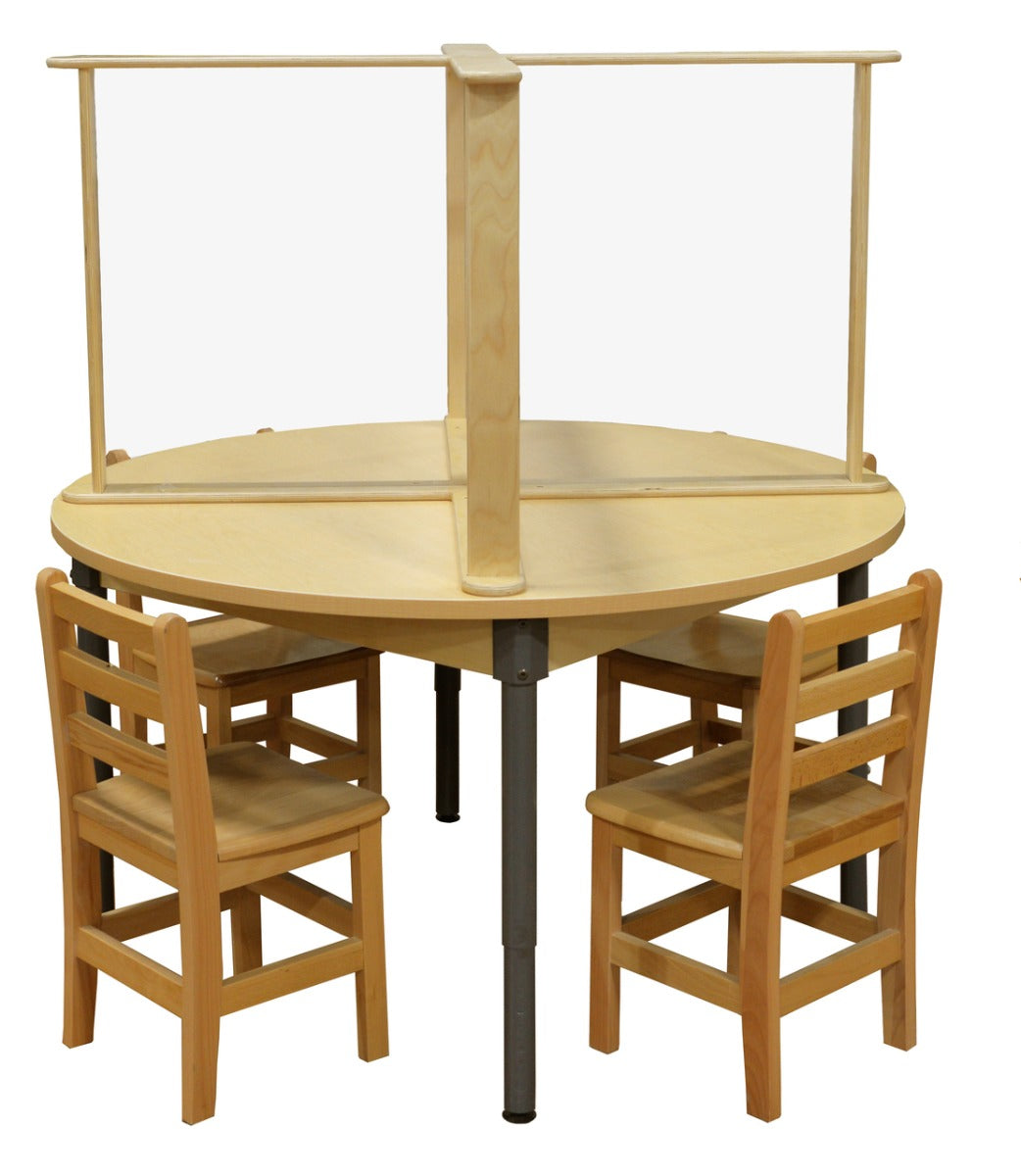 Kids Round Desk 48" with Sneeze Guard Partition (4) Made in the U.S.A