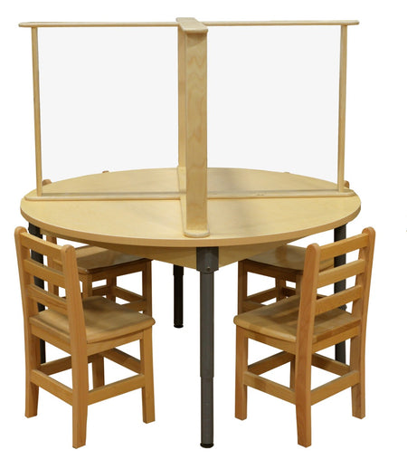 Kids Round Desk 48" with Sneeze Guard Partition (4) Made in the U.S.A