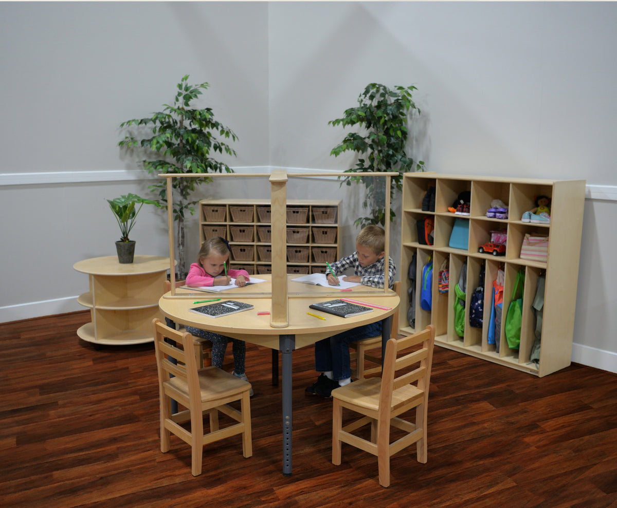 Kids Round Desk 48" with Sneeze Guard Partition (4) Made in the U.S.A