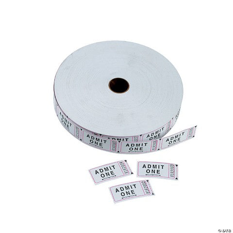 Single Admit Ticket Roll, 2000ct, White