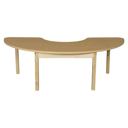 22" x 64" Half Circle High Pressure Laminate Table with Hardwood Legs 14"