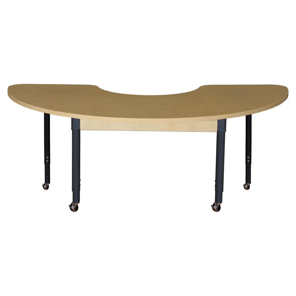 22" x 64" Half Circle High Pressure Laminate Table with Hardwood Legs 14"