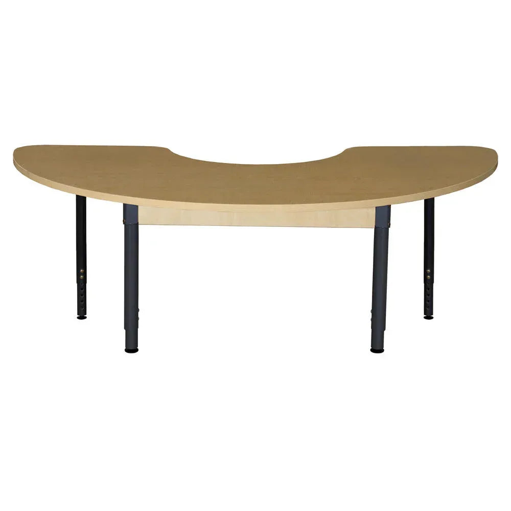 22" x 64" Half Circle High Pressure Laminate Table with Hardwood Legs 14"