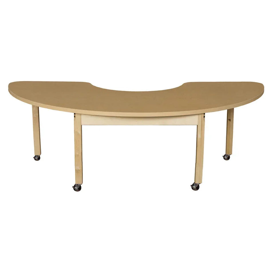 22" x 64" Half Circle High Pressure Laminate Table with Hardwood Legs 14"