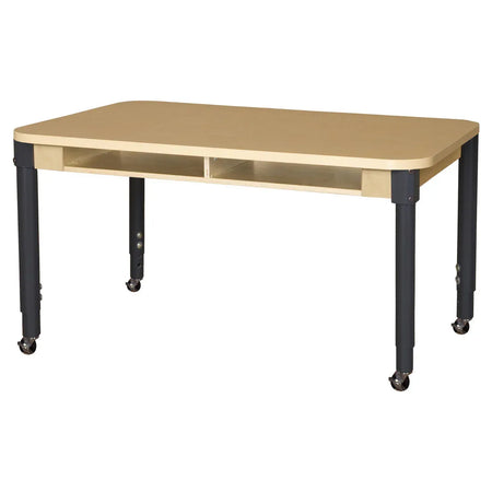Two Seater High Pressure Laminate Desk with Hardwood Legs- 14"