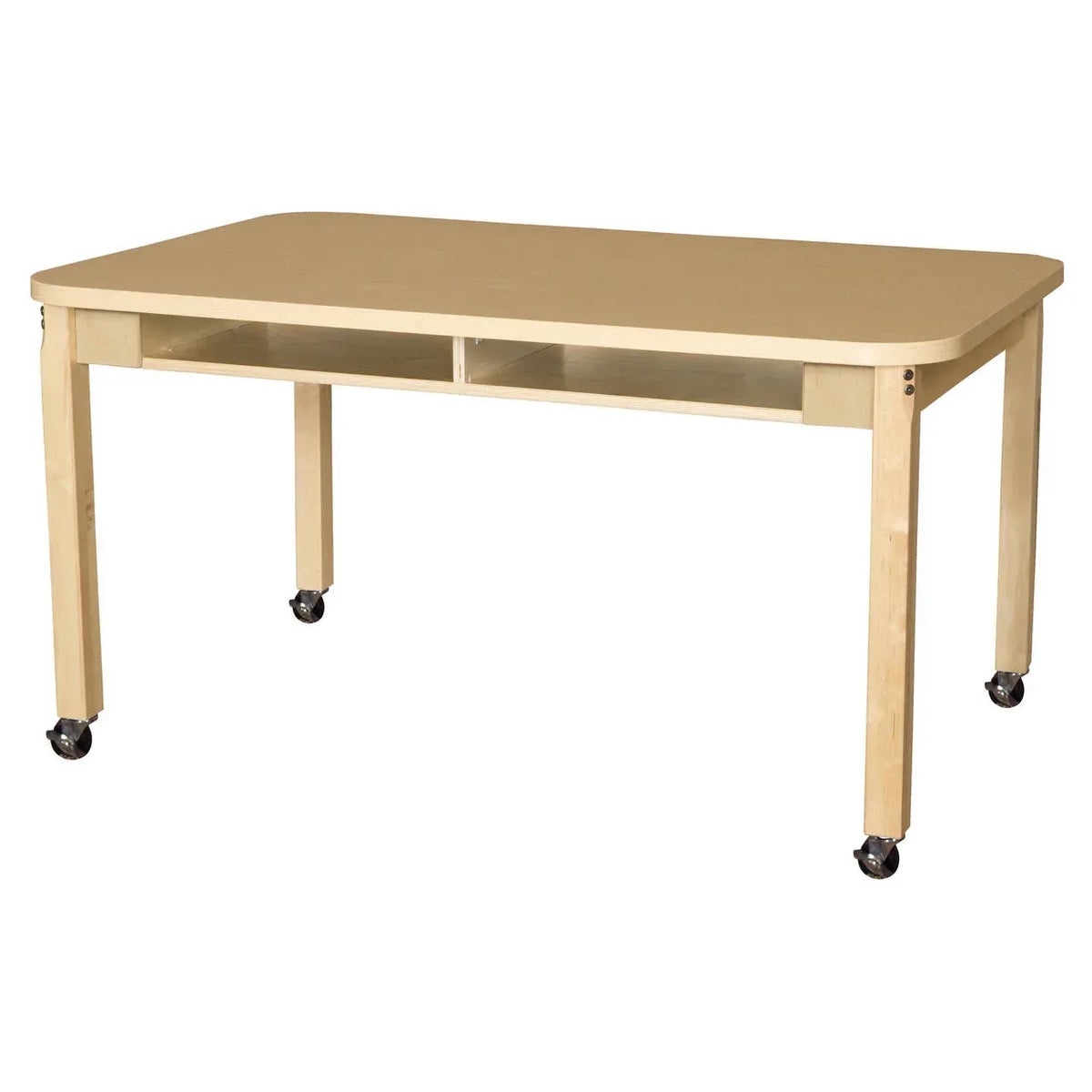 Two Seater High Pressure Laminate Desk with Hardwood Legs- 14"