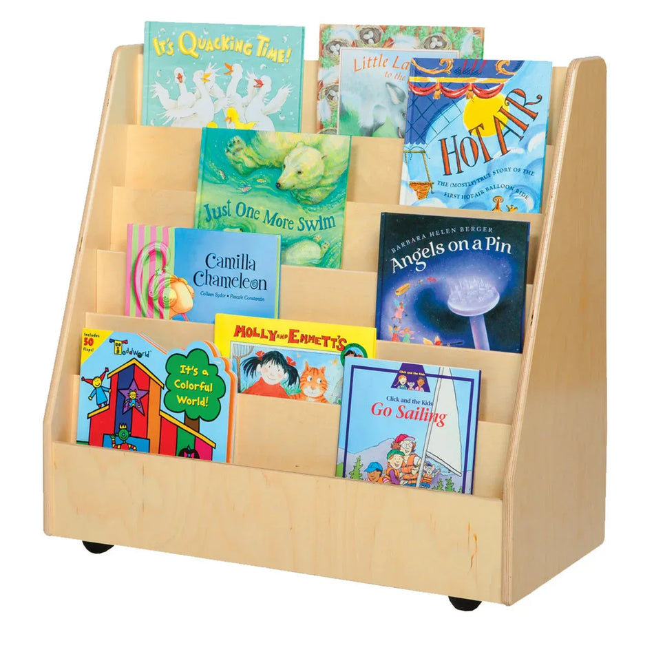 Book Storage & Display with Markerboard, (4) Translucent Letter Trays