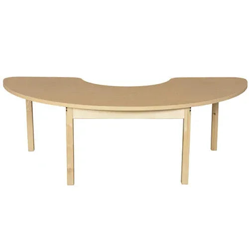 22" x 64" Half Circle High Pressure Laminate Table with Hardwood Legs- 24"