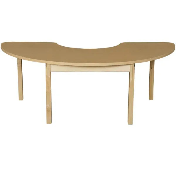 22" x 64" Half Circle High Pressure Laminate Table with Hardwood Legs 26"