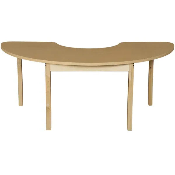 22" x 64" Half Circle High Pressure Laminate Table with Hardwood Legs 29"