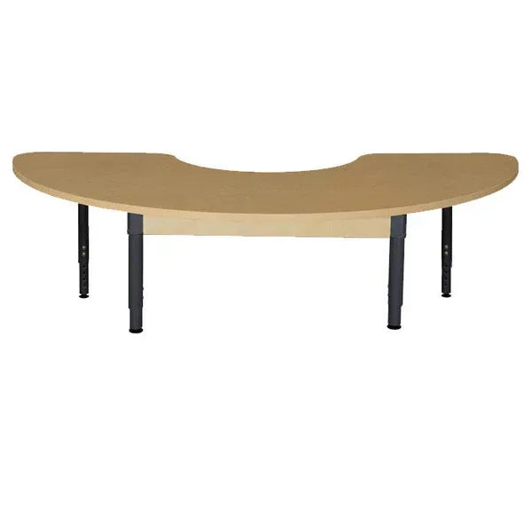 22" x 64" Half Circle High Pressure Laminate Table with Adjustable Legs 12"-17"