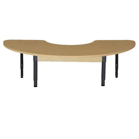 22" x 64" Half Circle High Pressure Laminate Table with Adjustable Legs 12"-17"