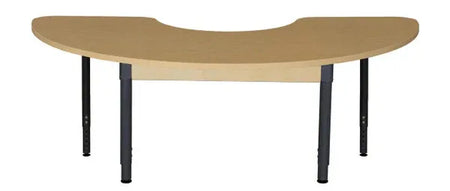22" x 64" Half Circle High Pressure Laminate Table with Adjustable Legs 18"-29"