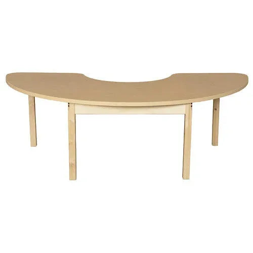 24" x 76" Half Circle High Pressure Laminate Table with Hardwood Legs-18"