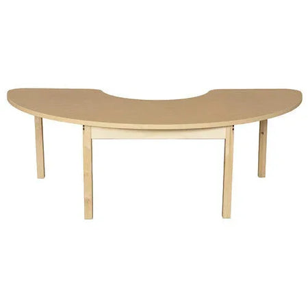 24" x 76" Half Circle High Pressure Laminate Table with Hardwood Legs-18"