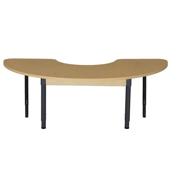 24" x 76" Half Circle High Pressure Laminate Table with Adjustable Legs 18"-29"